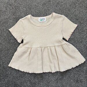 Knotted Fern cream waffle knit short sleeve dress
